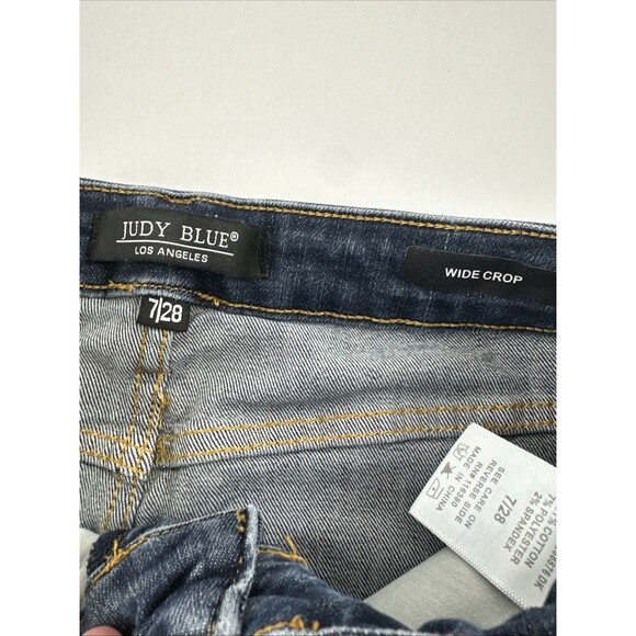 Judy Blue Mid Rise Tummy Control Wide Leg Crop Jeans Denim Stretch Womens 28 / 7 - Picture 8 of 14